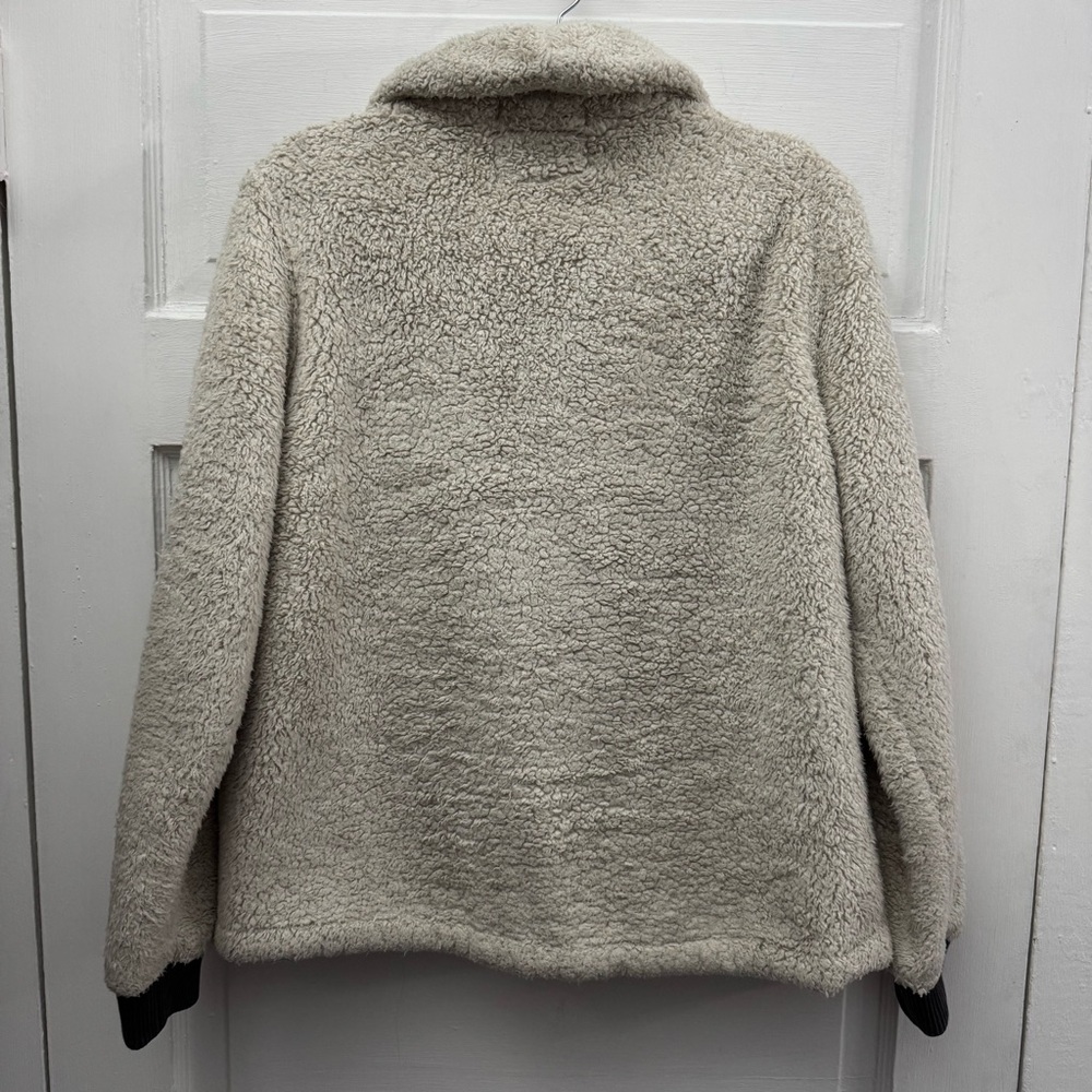 REI Sherpa Fleece Jacket Shawl Collar Cozy Outdoor Gorpcore Beige M - Picture 3 of 7